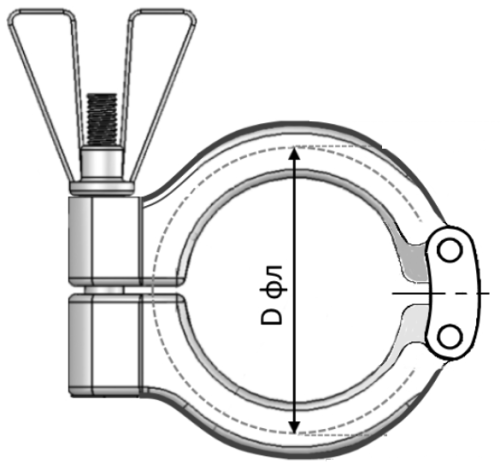 Хомут (обойма) кламп соединения DIN DN-10, DN-15, DN-20 34 мм AISI304 от компании ООО "ЭПМ-Инжиниринг"