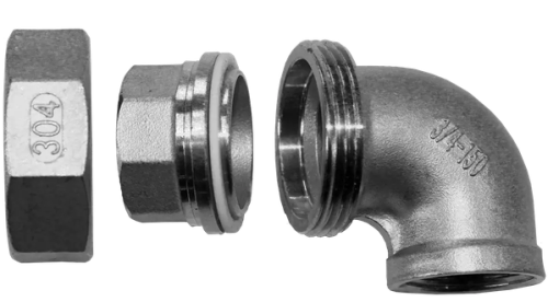 Американка угловая Вр/Вр нержавеющая Ду 50 (2",60 мм) AISI304 PTFE (прокладка фторопластовая) от компании ООО "ЭПМ-Инжиниринг"